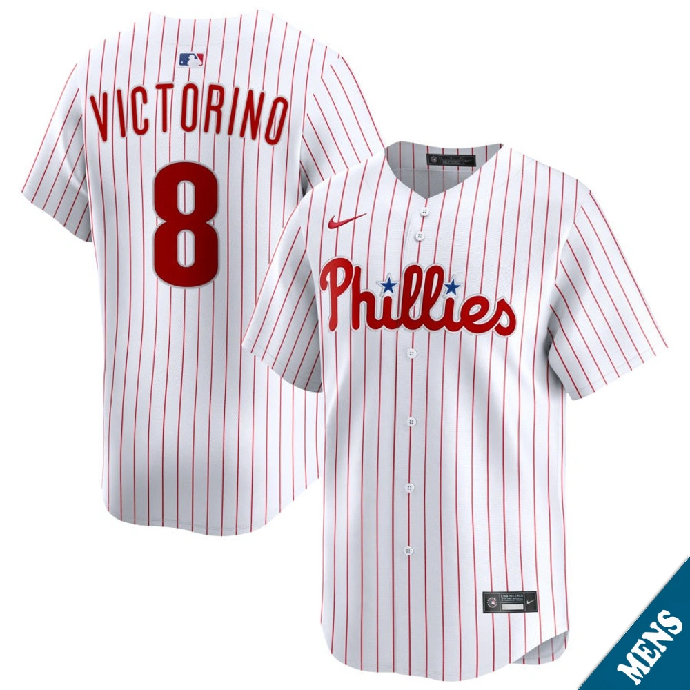 Men's Philadelphia Phillies Shane Victorino #8 Home White Limited Former Player‌ Jersey