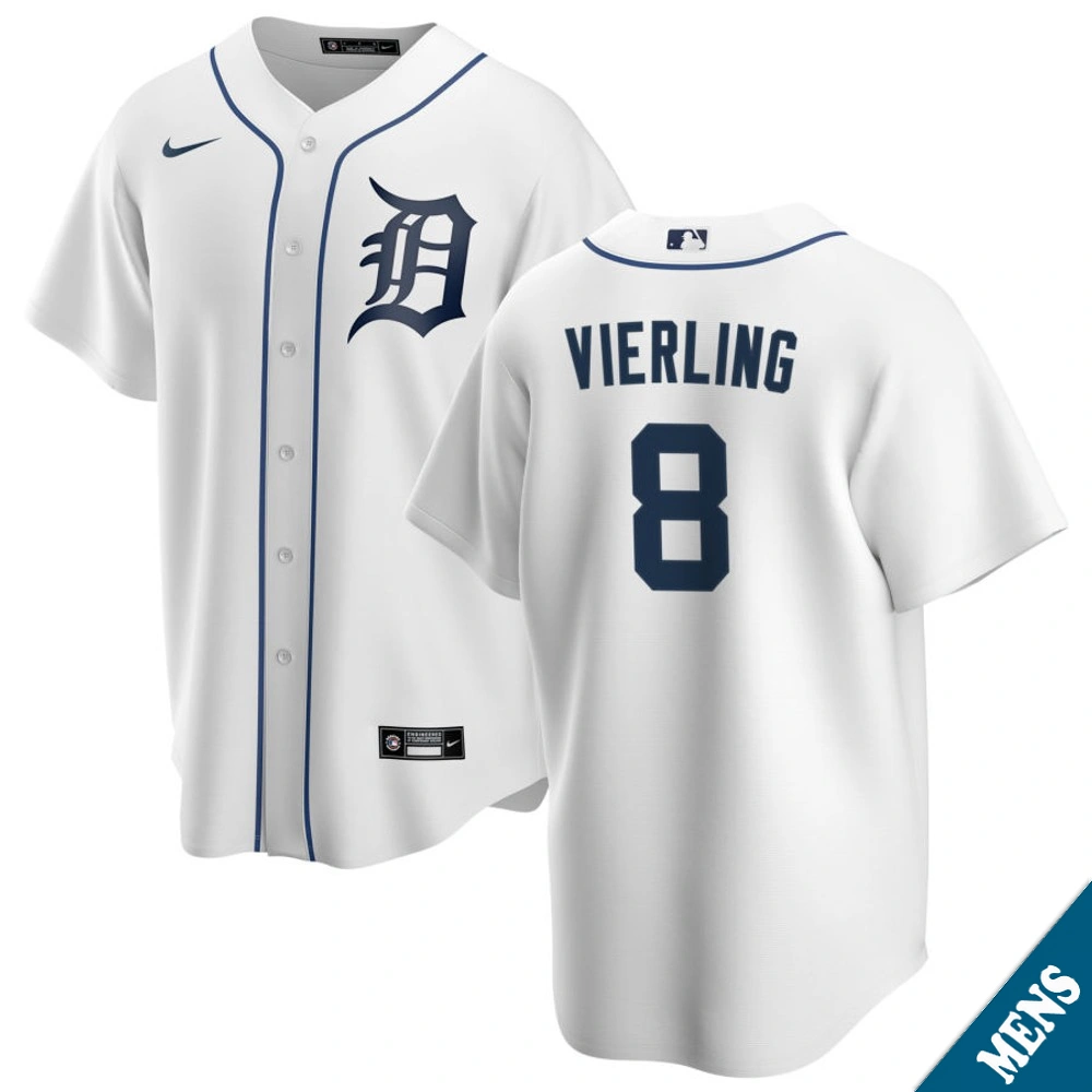 Men's Detroit Tigers Matt Vierling #8 Home White Replica Jersey