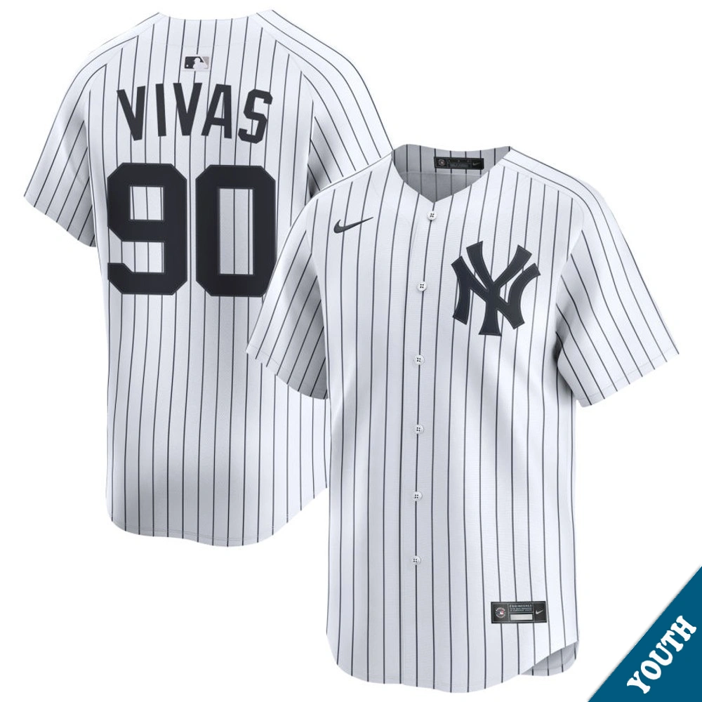 Youth New York Yankees Jorbit Vivas #90 Home White Limited Jersey