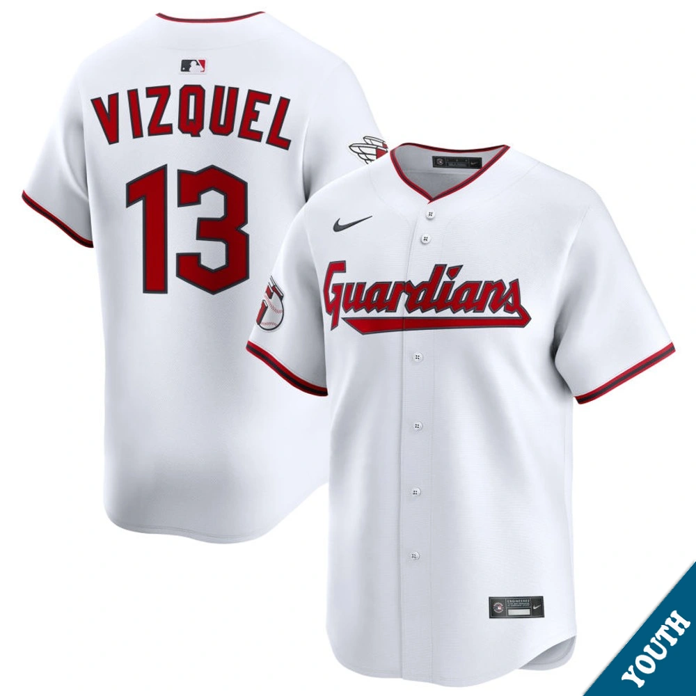 Youth Cleveland Guardians Omar Vizquel #13 Home White Limited Former Player‌ Jersey