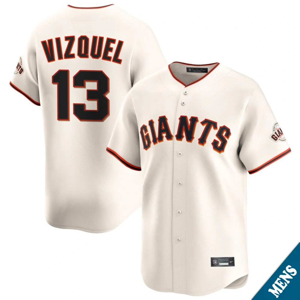 Men's San Francisco Giants Omar Vizquel #13 Home Cream Limited Former Player‌ Jersey