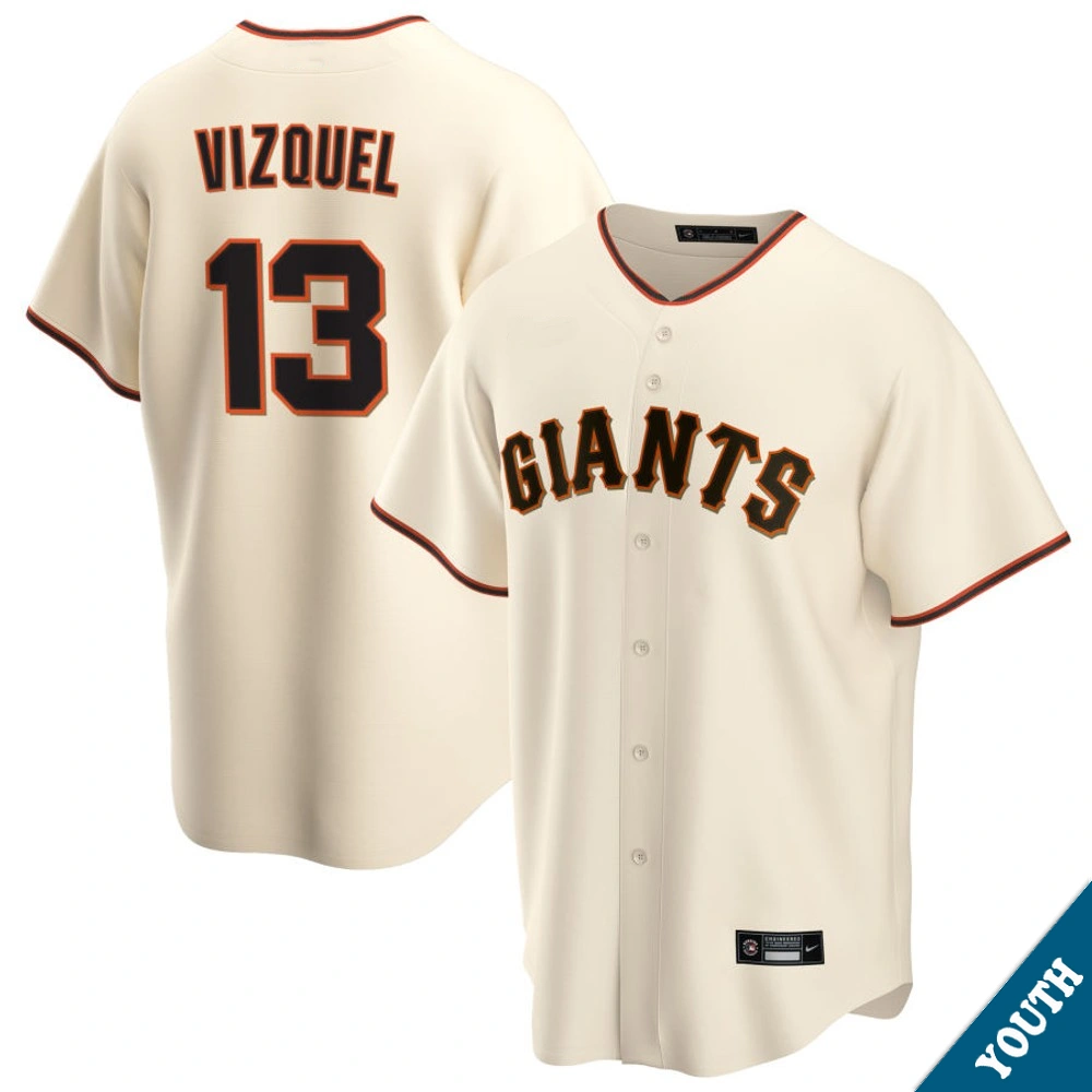 Youth San Francisco Giants Omar Vizquel #13 Home Cream Former Player‌ Replica Jersey
