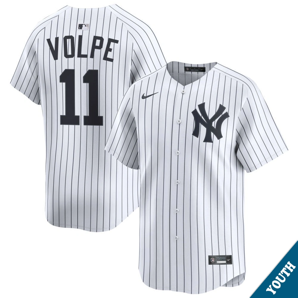 Youth New York Yankees Anthony Volpe #11 Home White Limited Jersey