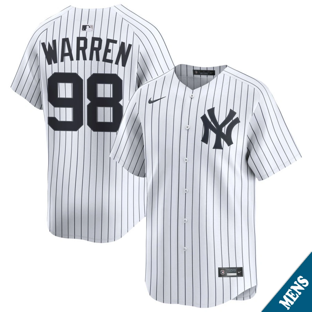 Men's New York Yankees Will Warren #98 Home White Limited Jersey