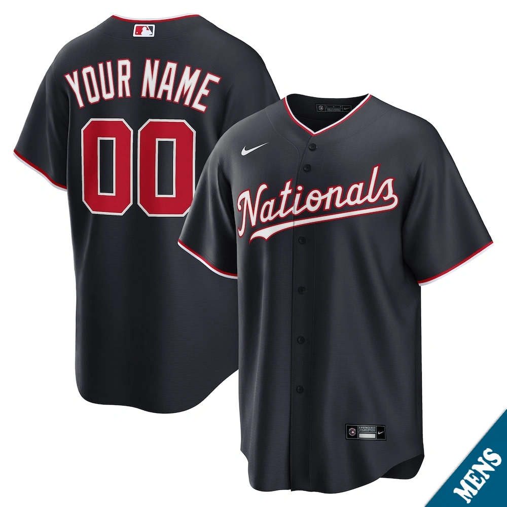 Men's Washington Nationals Custom Navy Alternate Replica Jersey Men's Washington Nationals Custom Navy Alternate Replica Jersey