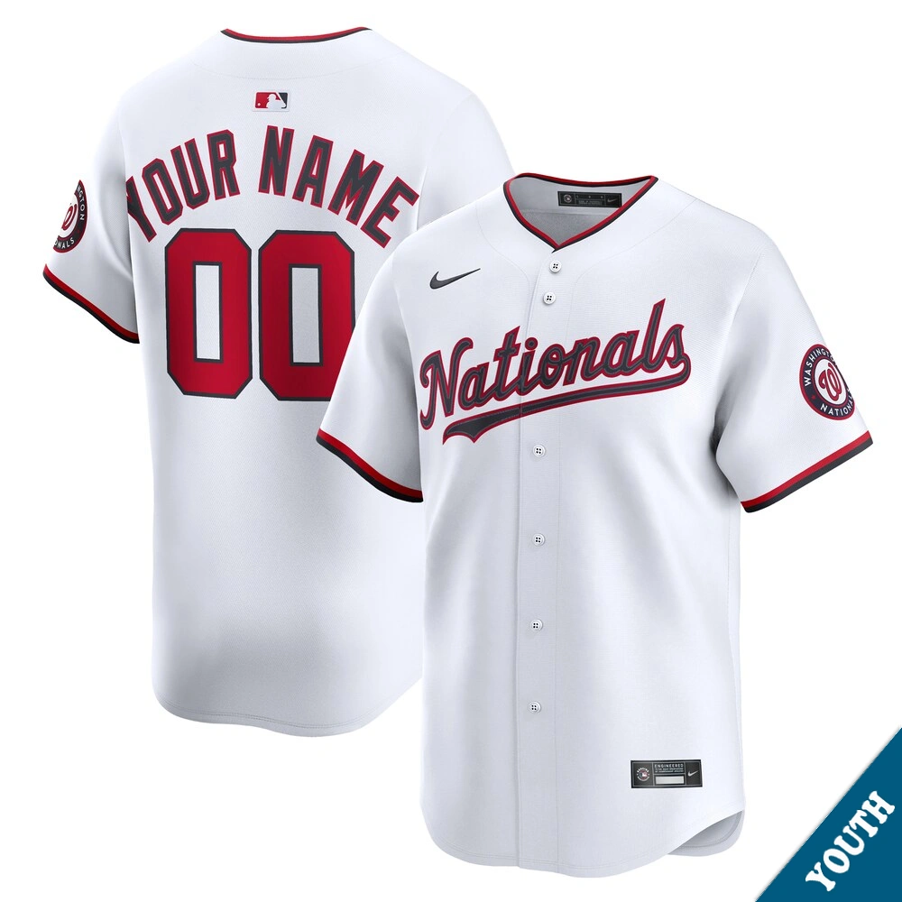 Youth Washington Nationals Custom Home White Limited Jersey Youth Washington Nationals Custom Home White Limited Jersey