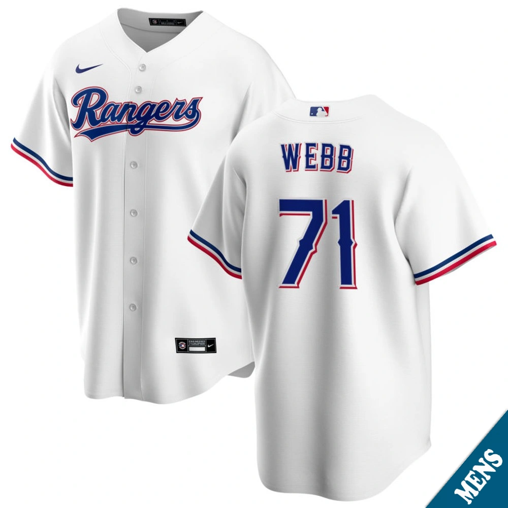 Men's Texas Rangers Jacob Webb #71 Home White Replica Jersey