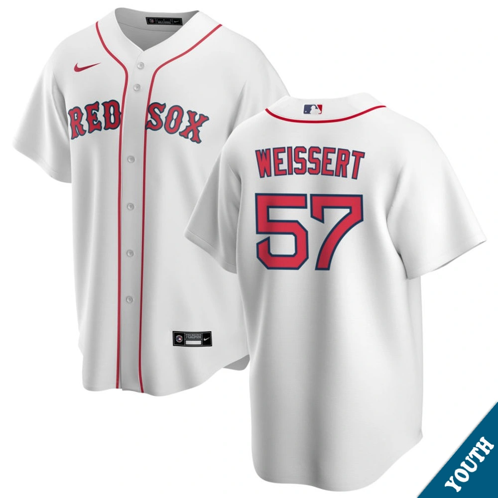 Youth Boston Red Sox Greg Weissert #57 Home White Replica Jersey