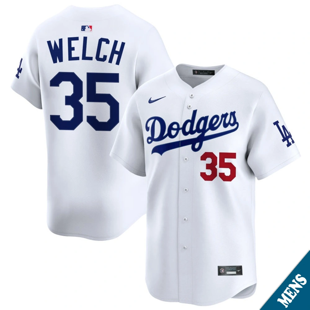 Men's Los Angeles Dodgers Bob Welch #35 Home White Limited Former Player‌ Jersey