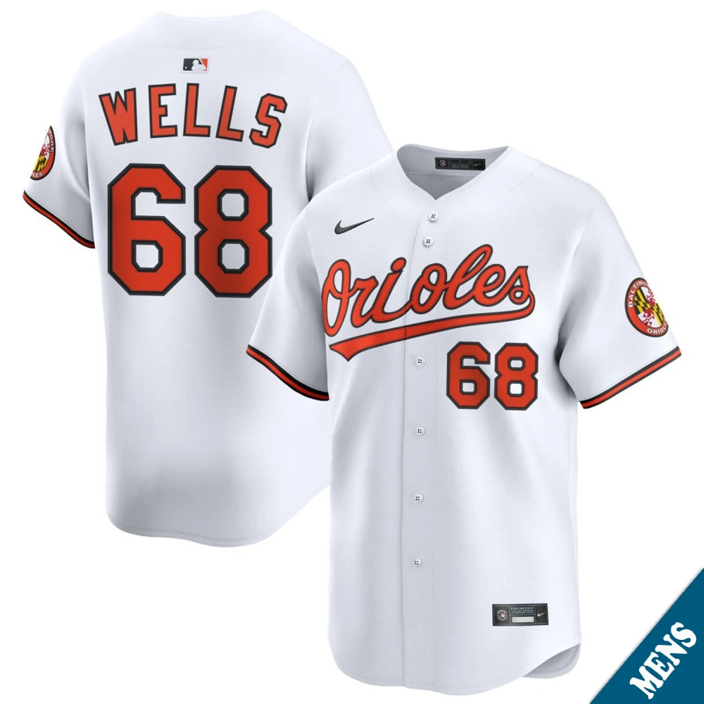 Men's Baltimore Orioles Tyler Wells #68 Home White Limited Jersey