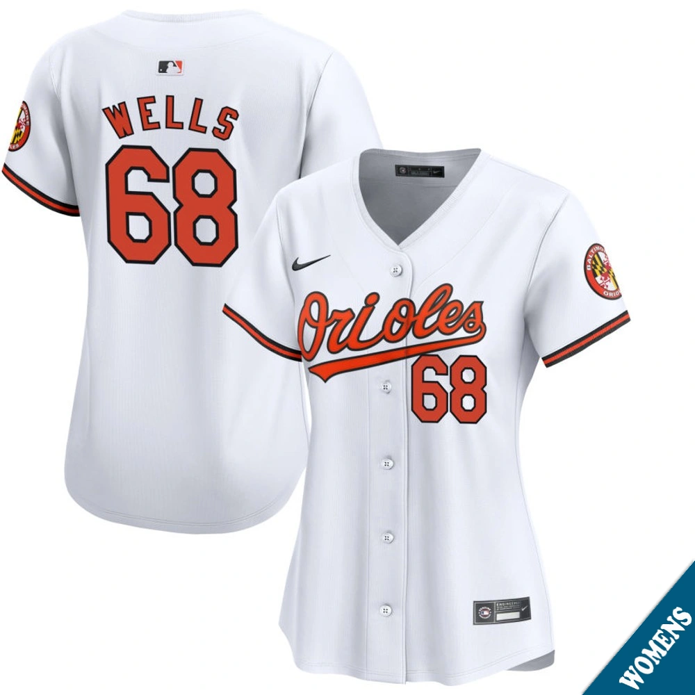 Women's Baltimore Orioles Tyler Wells #68 Home White Limited Jersey Women's Baltimore Orioles Tyler Wells #68 Home White Limited Jersey