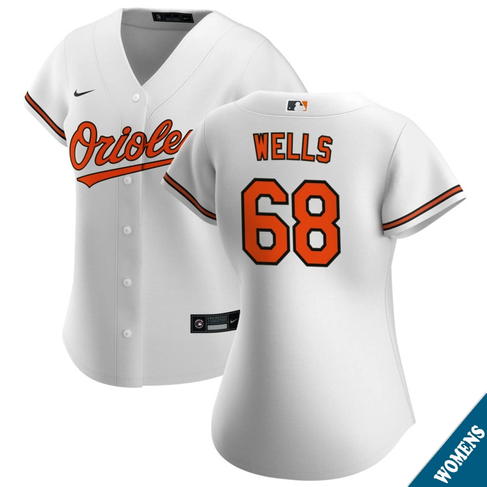 Women's Baltimore Orioles Tyler Wells #68 Home White Replica Jersey Women's Baltimore Orioles Tyler Wells #68 Home White Replica Jersey