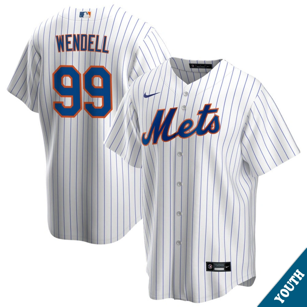 Youth New York Mets Turk Wendell #99 Home White Former Player‌ Replica Jersey