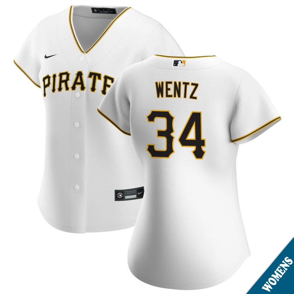 Women's Pittsburgh Pirates Joey Wentz #34 Home White Replica Jersey