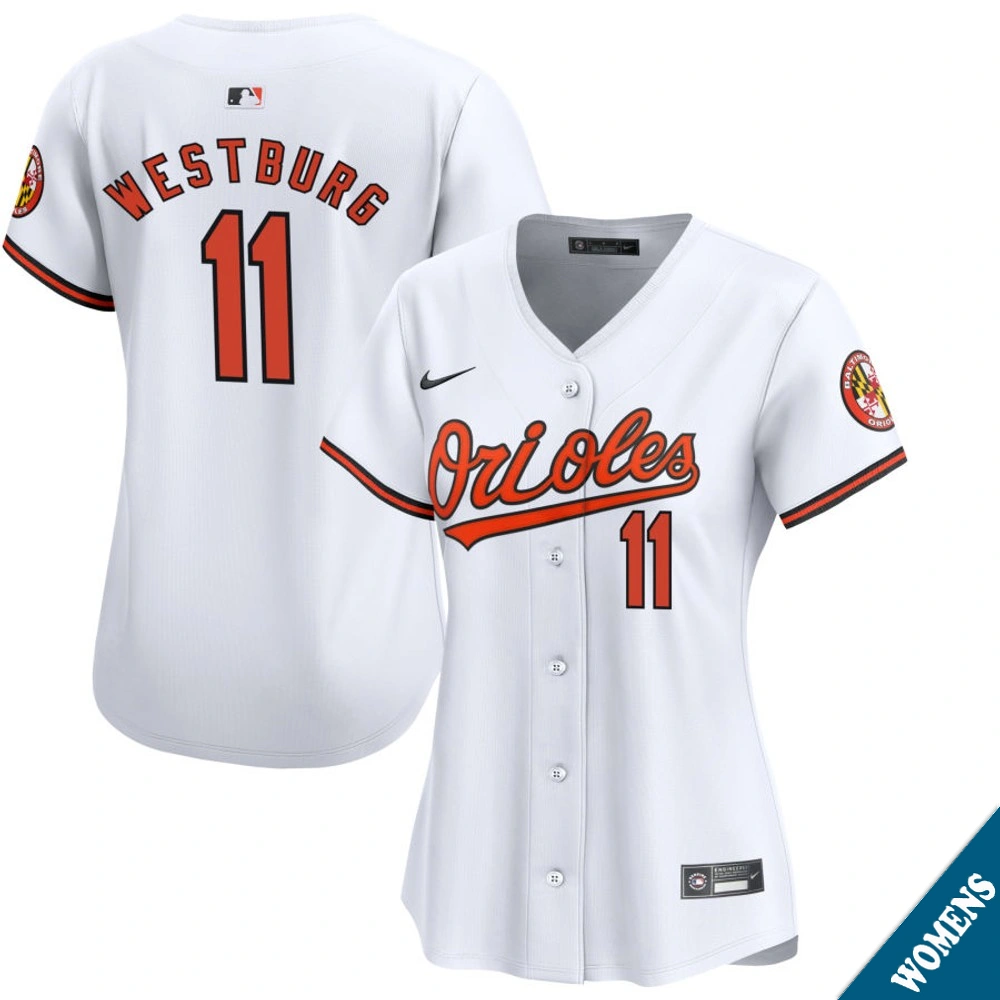 Women's Baltimore Orioles Jordan Westburg #11 Home White Limited Jersey Women's Baltimore Orioles Jordan Westburg #11 Home White Limited Jersey