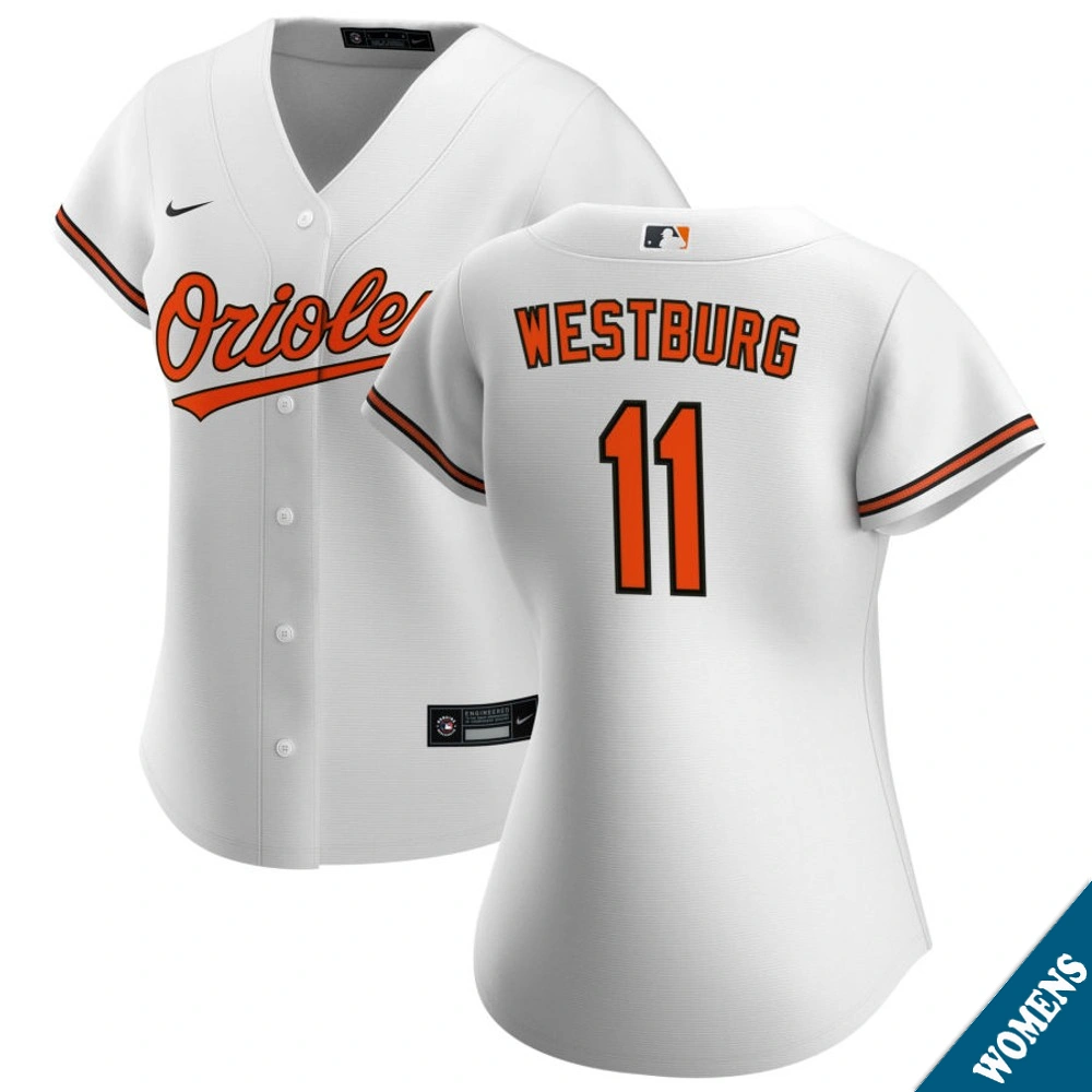 Women's Baltimore Orioles Jordan Westburg #11 Home White Replica Jersey Women's Baltimore Orioles Jordan Westburg #11 Home White Replica Jersey