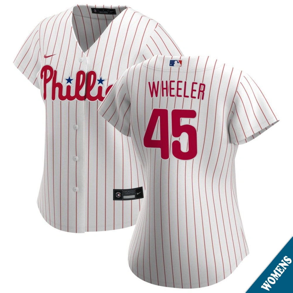 Women's Philadelphia Phillies Zack Wheeler #45 Home White Replica Jersey