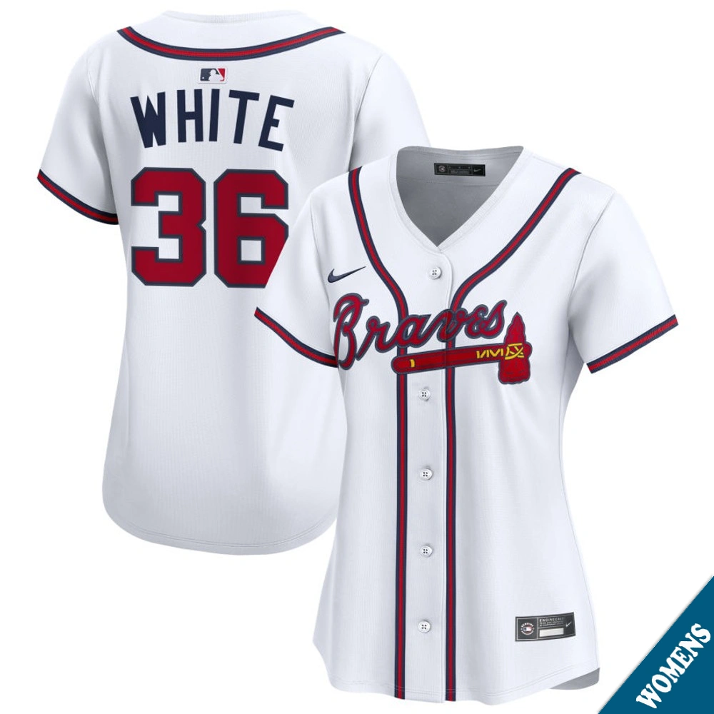 Women's Atlanta Braves Eli White #36 Home White Limited Jersey