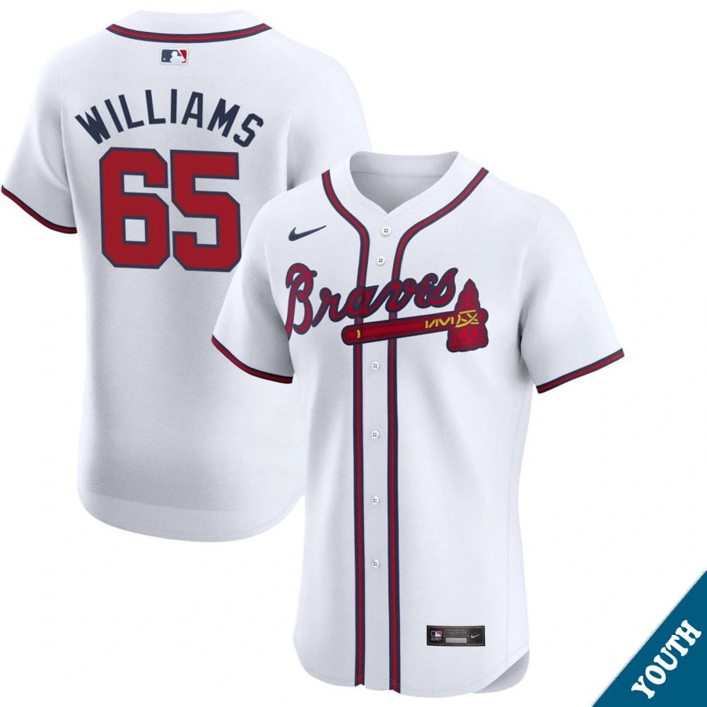 Youth Atlanta Braves Luke Williams #65 Home White Elite Jersey
