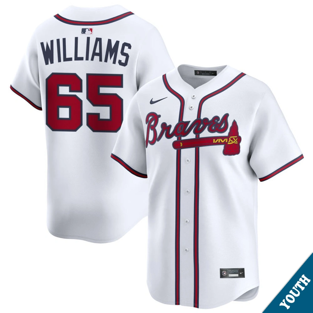 Youth Atlanta Braves Luke Williams #65 Home White Limited Jersey