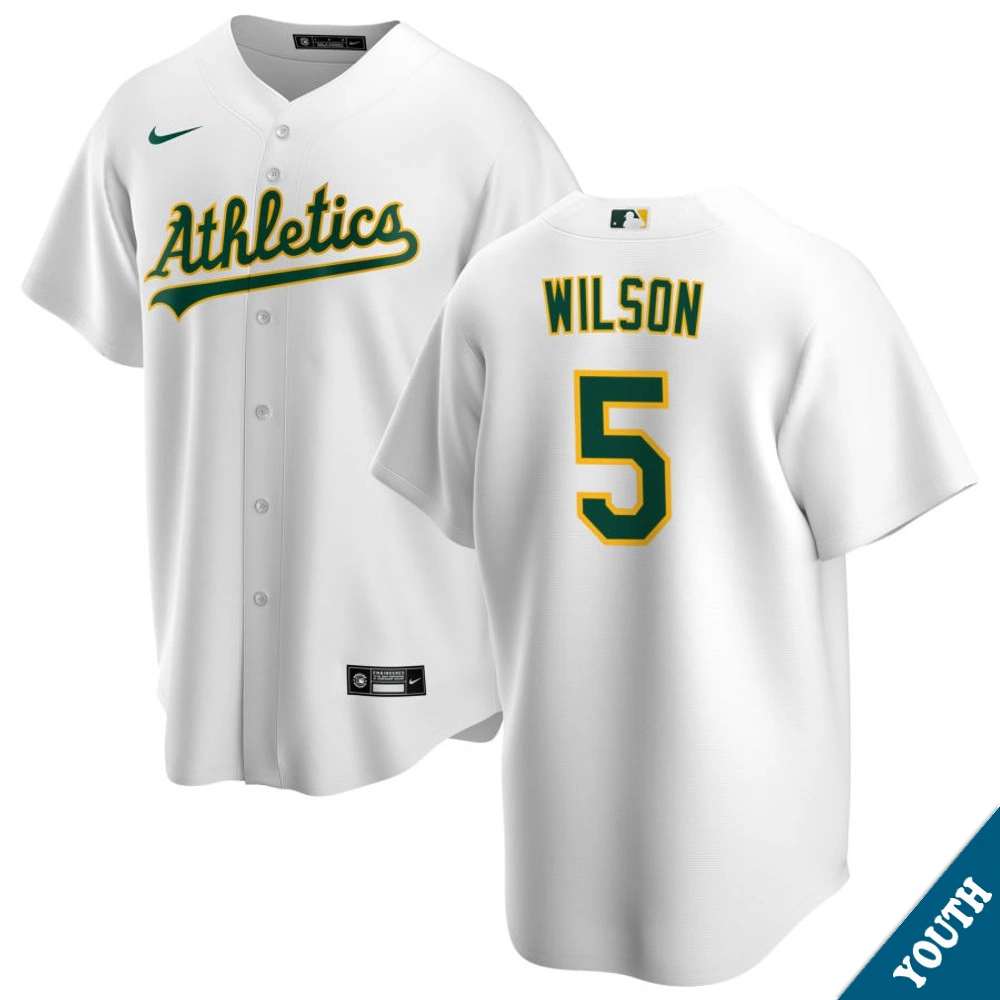 Youth Athletics Jacob Wilson #5 Home White Replica Jersey