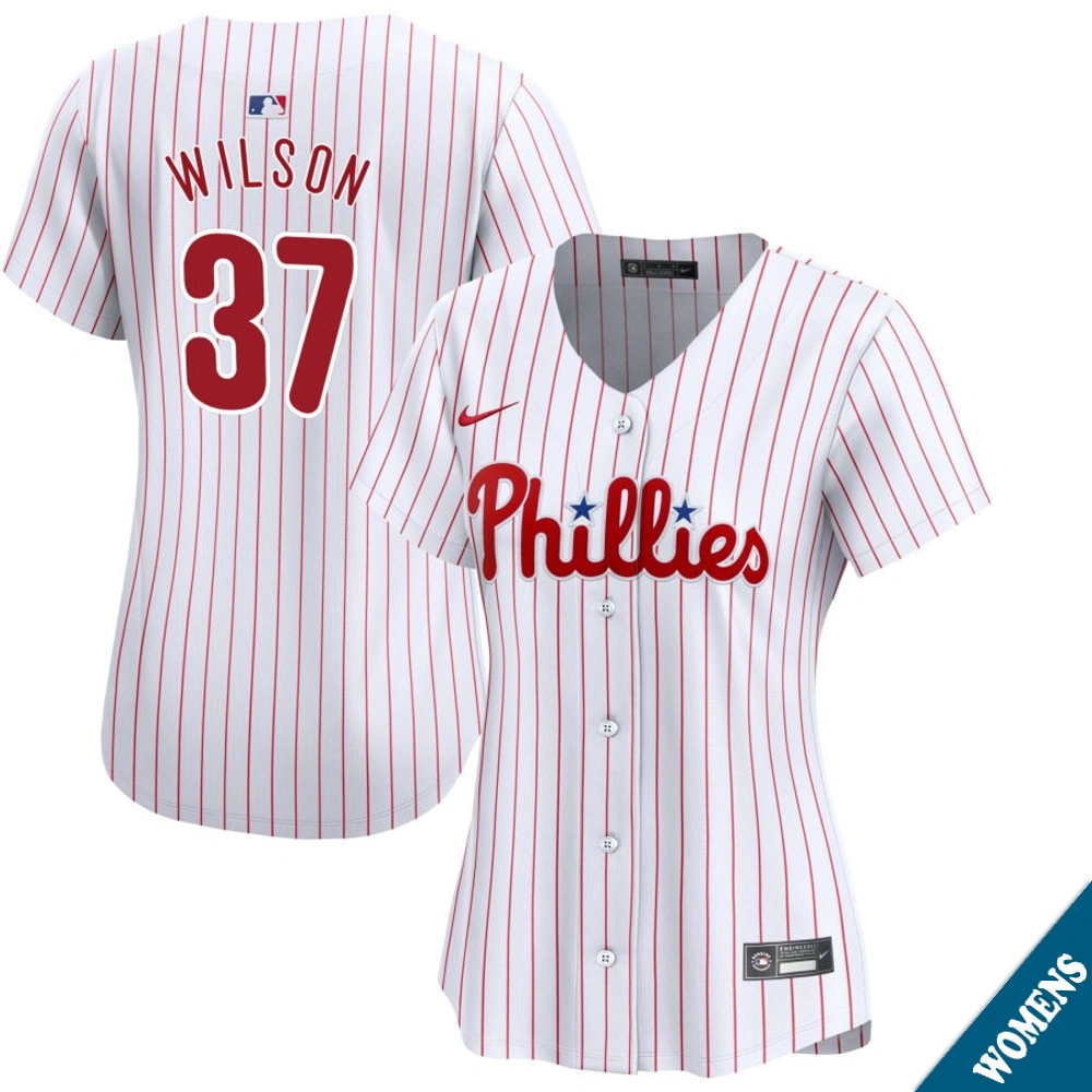 Women's Philadelphia Phillies Weston Wilson #37 Home White Limited Jersey