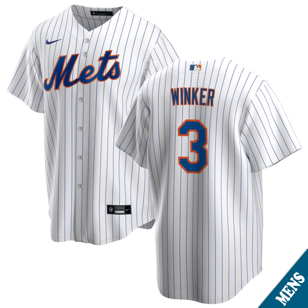 Men's New York Mets Jesse Winker #3 Home White Replica Jersey
