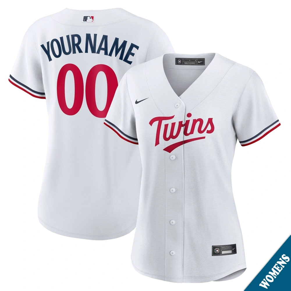 Women's Minnesota Twins Custom Home White Replica Jersey