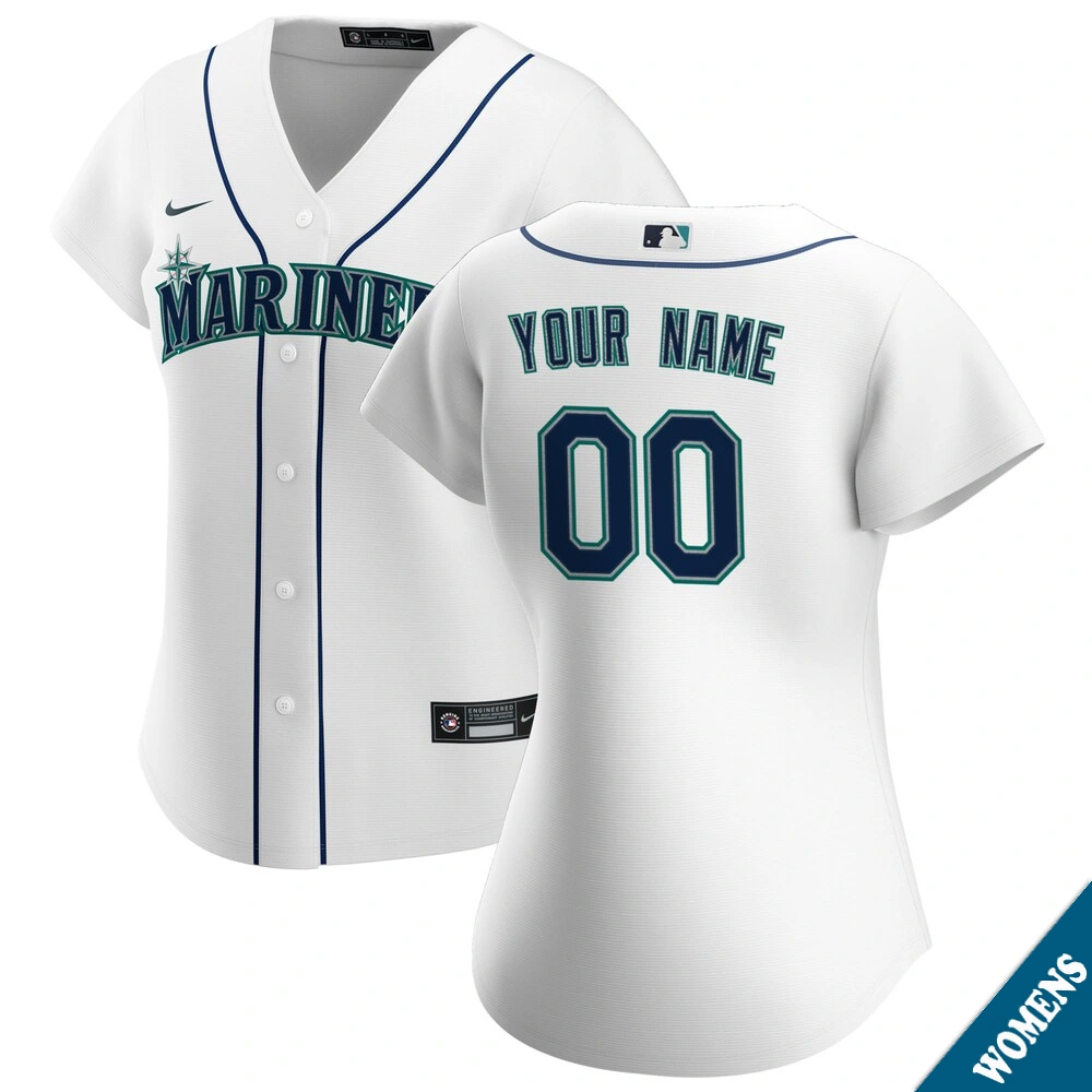 Women's Seattle Mariners Custom Home White Replica Jersey