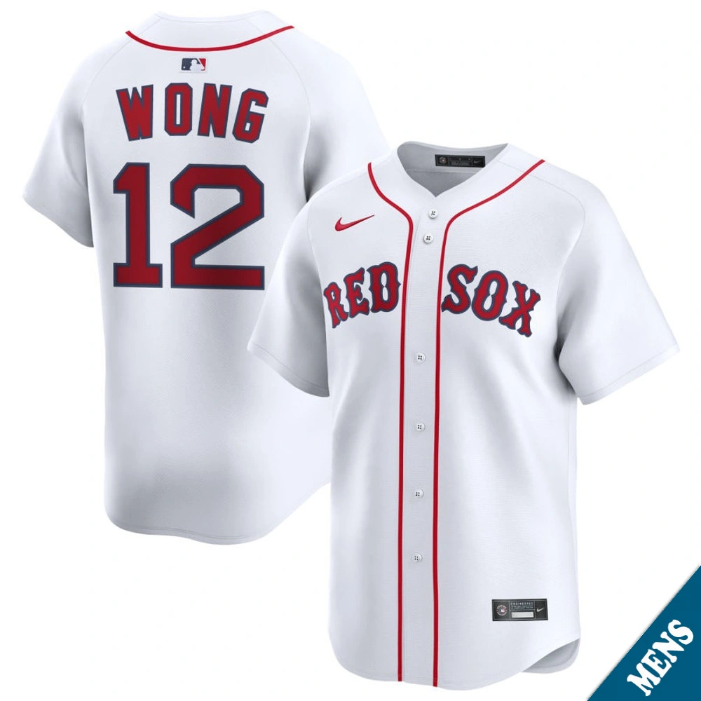 Men's Boston Red Sox Connor Wong #12 Home White Limited Jersey