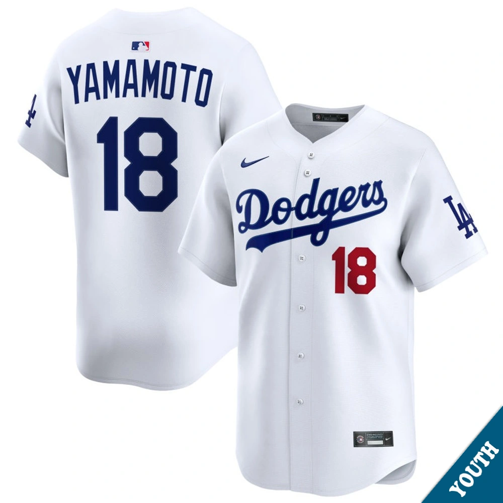 Youth Los Angeles Dodgers Yoshinobu Yamamoto #18 Home White Limited Jersey