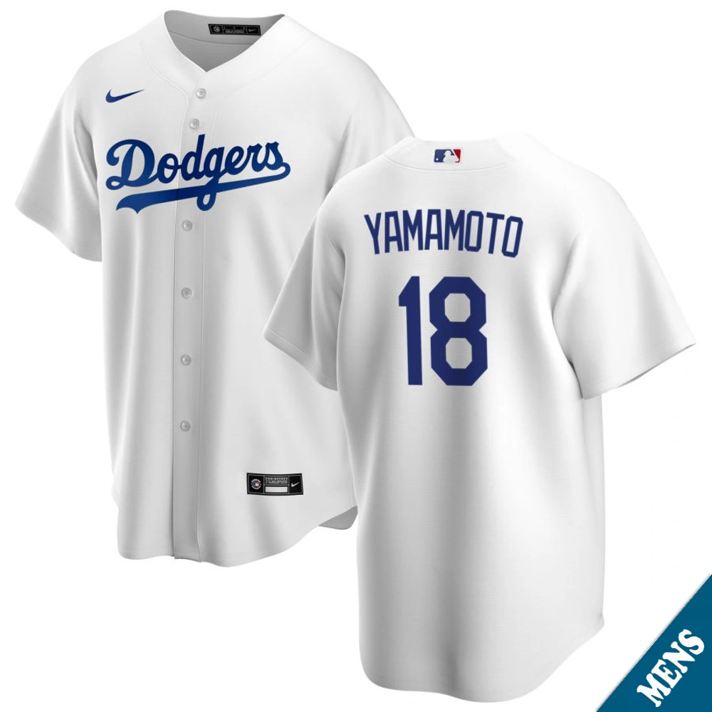 Men's Los Angeles Dodgers Yoshinobu Yamamoto #18 Home White Replica Jersey