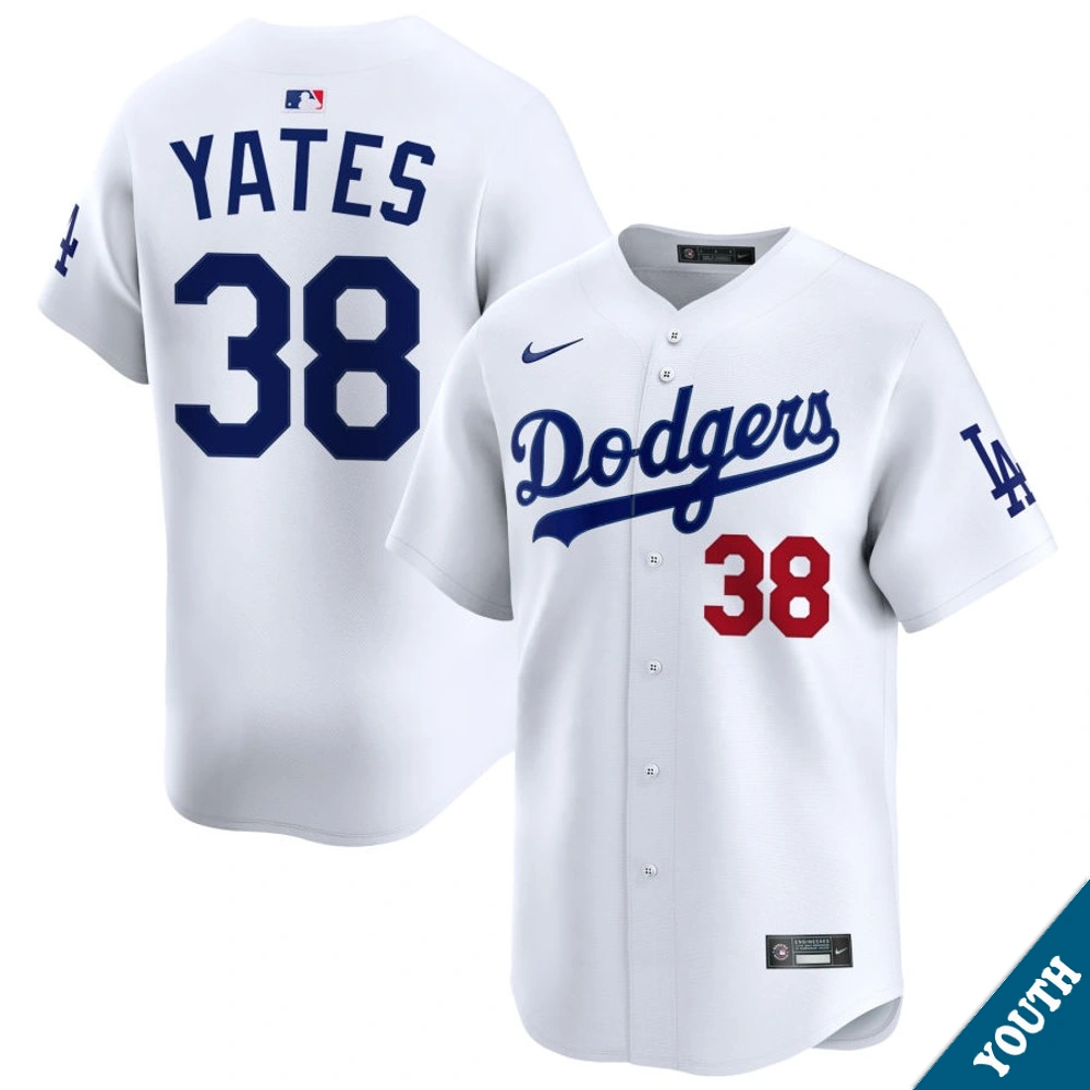 Youth Los Angeles Dodgers Kirby Yates #38 Home White Limited Jersey