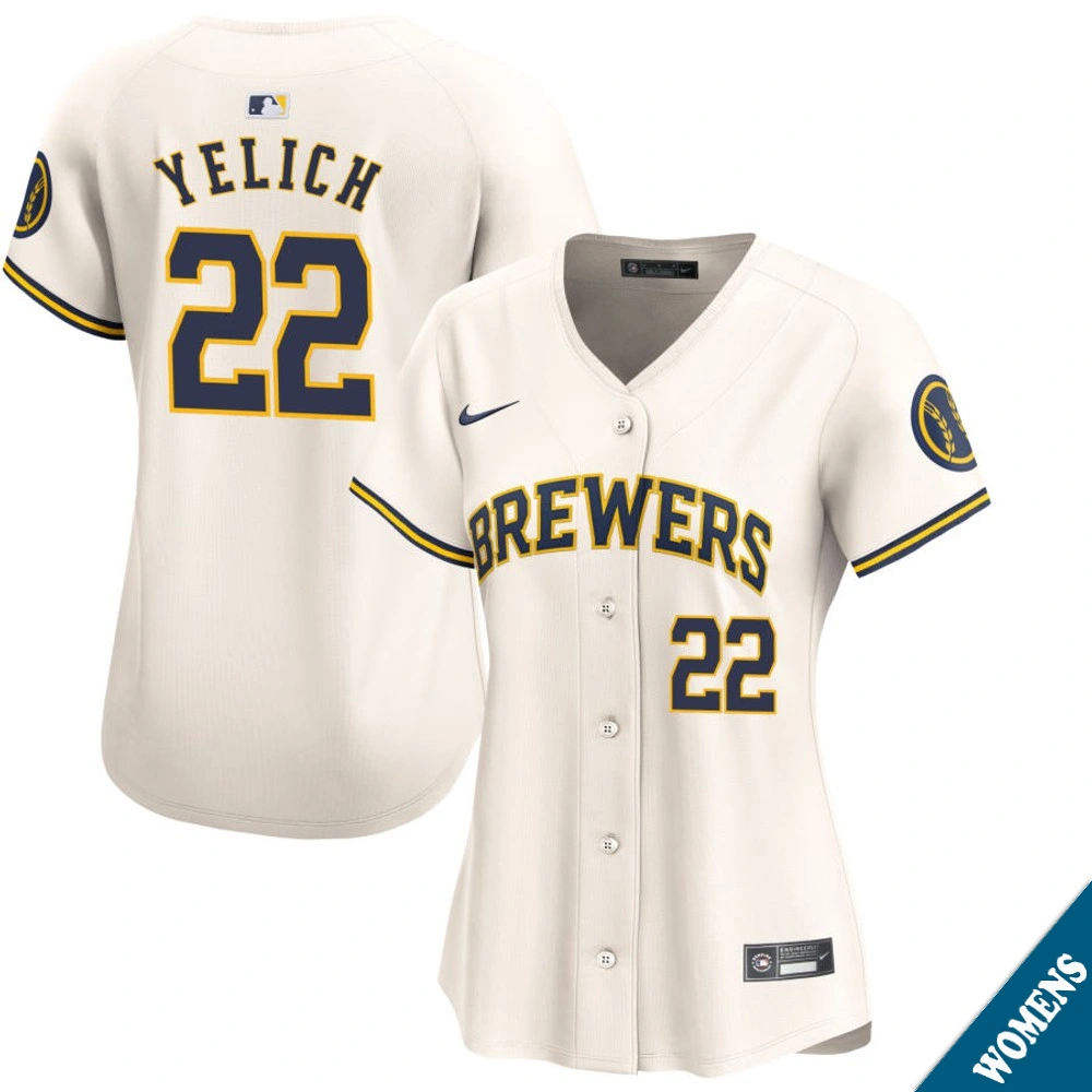 Women's Milwaukee Brewers Christian Yelich #22 Home Cream Limited Jersey
