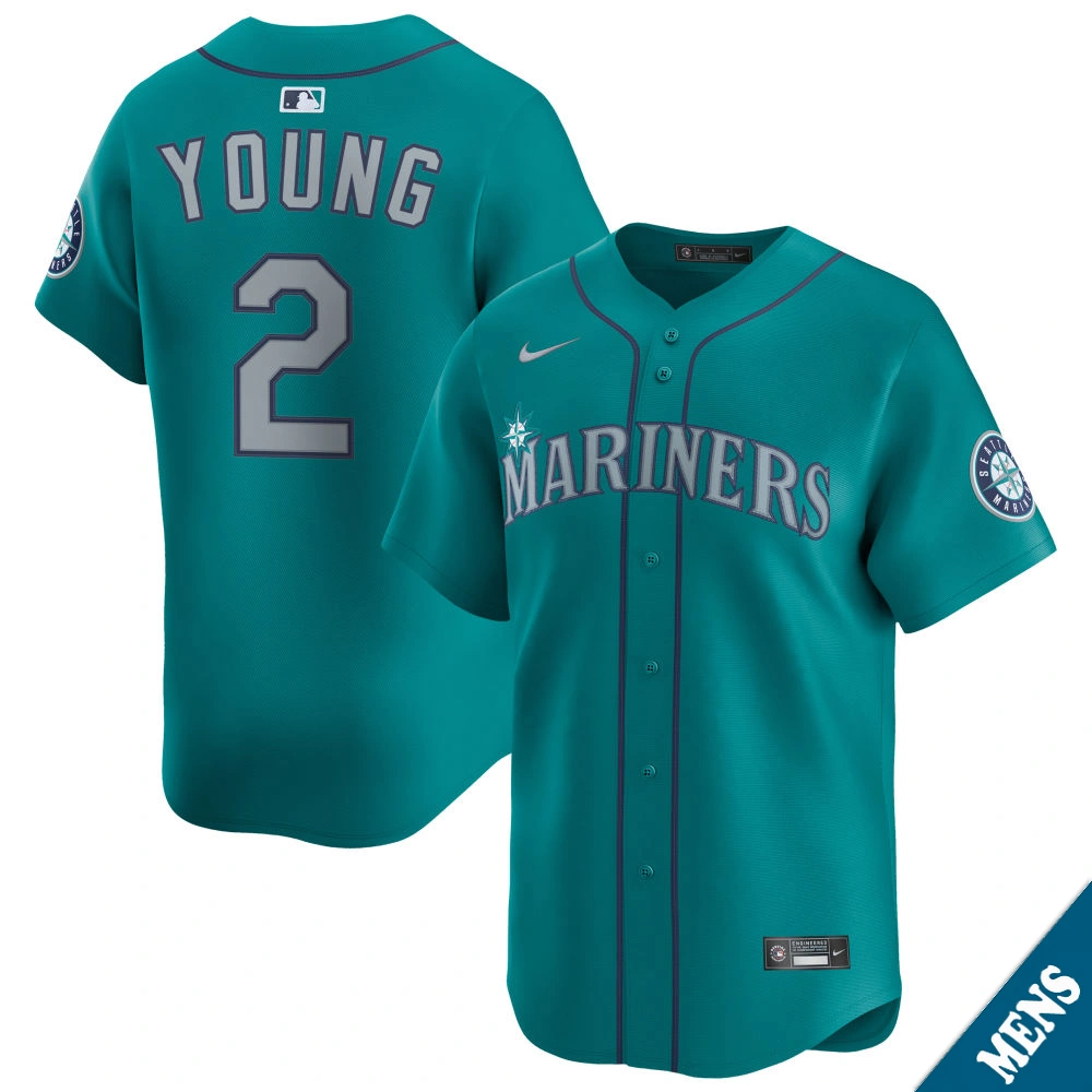 Men's Seattle Mariners Cole Young #2 Aqua Alternate Limited Jersey