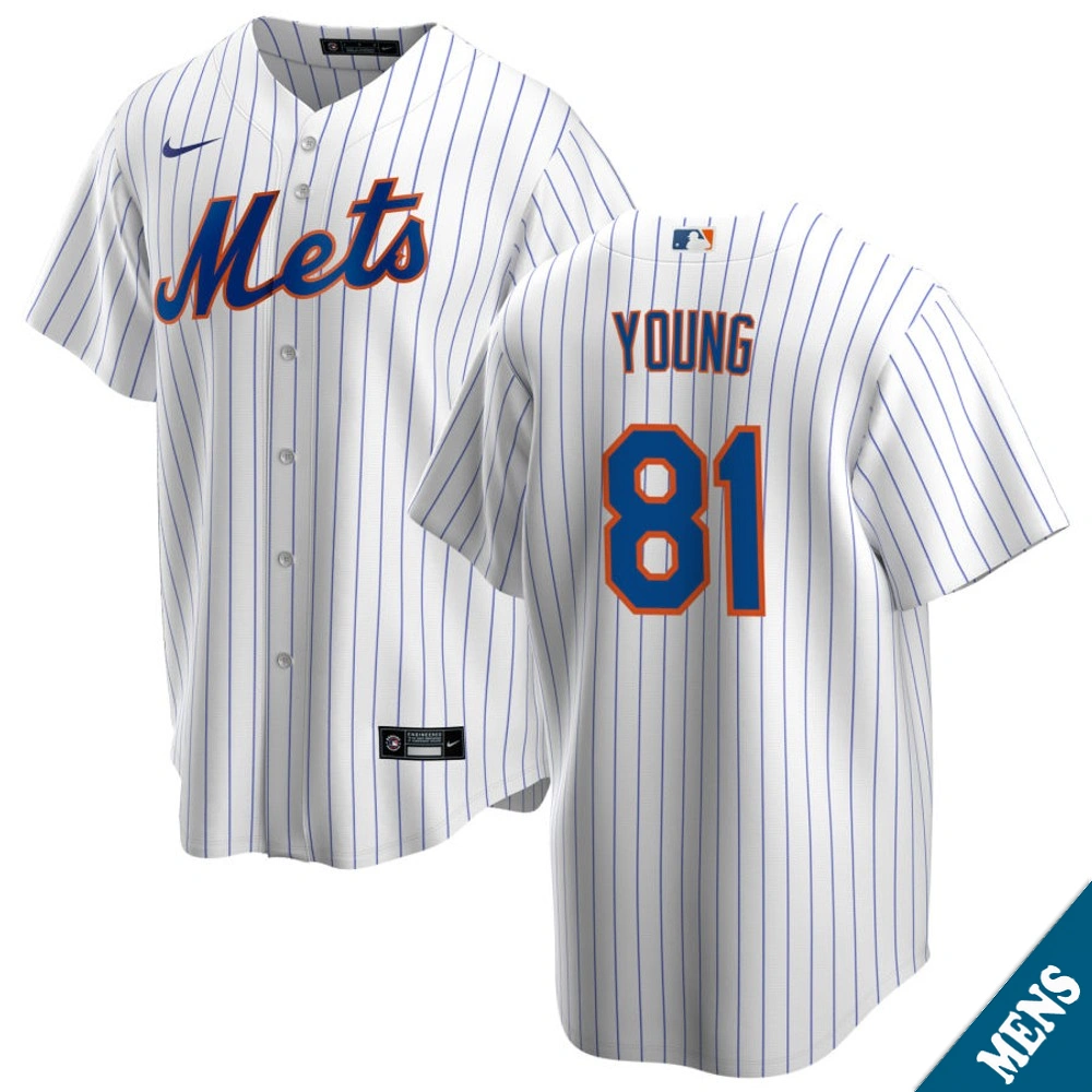 Men's New York Mets Danny Young #81 Home White Replica Jersey