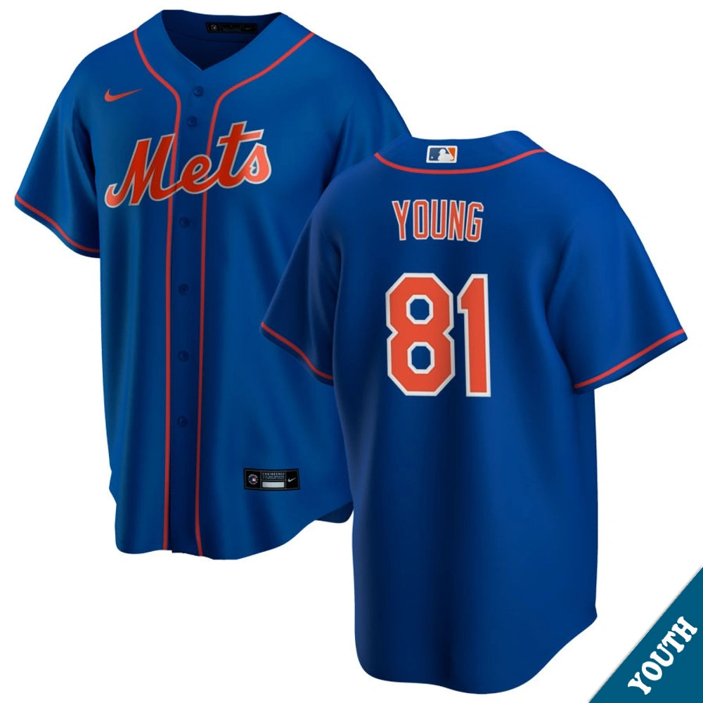 Youth New York Mets Danny Young #81 Royal Alternate Replica Jersey