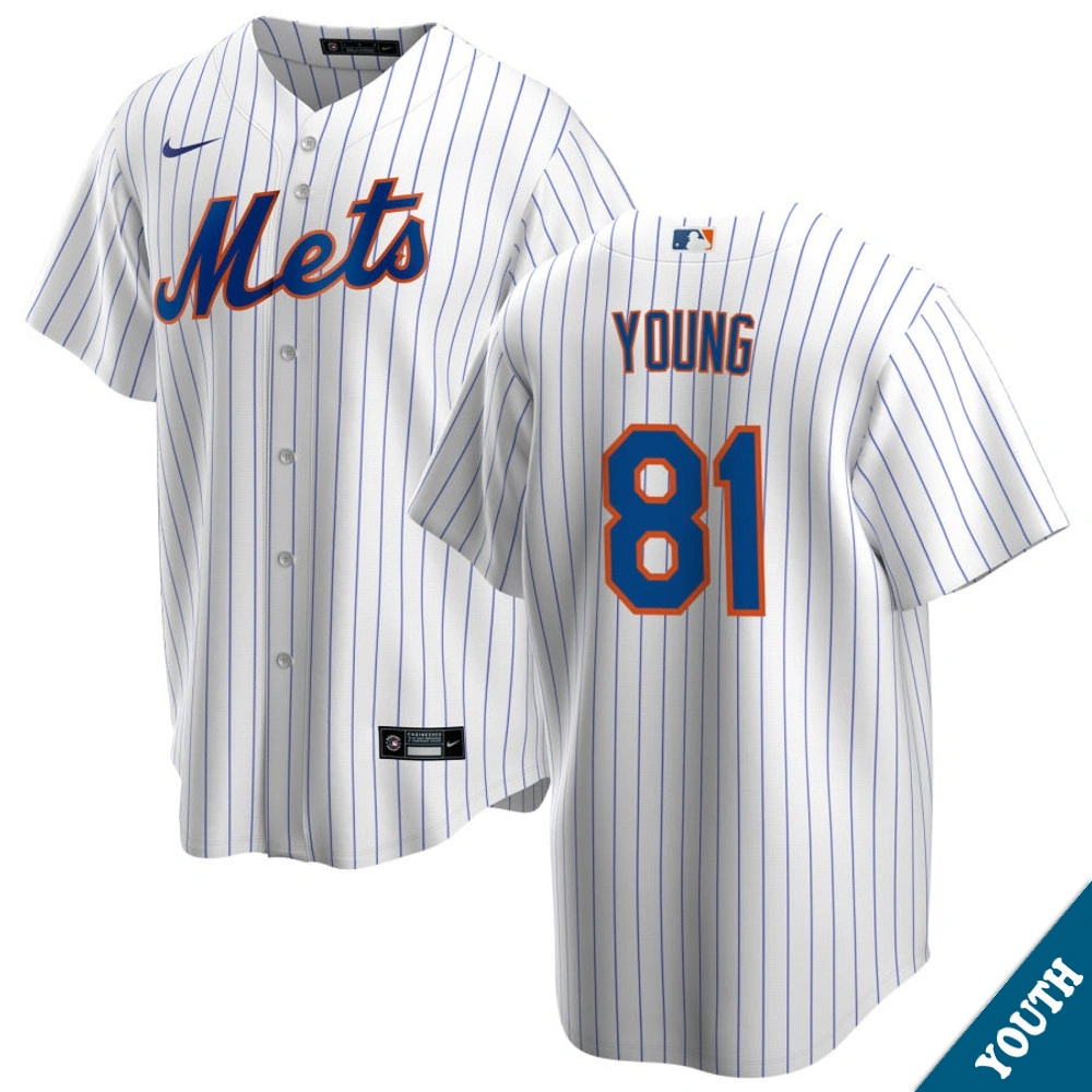Youth New York Mets Danny Young #81 Home White Replica Jersey