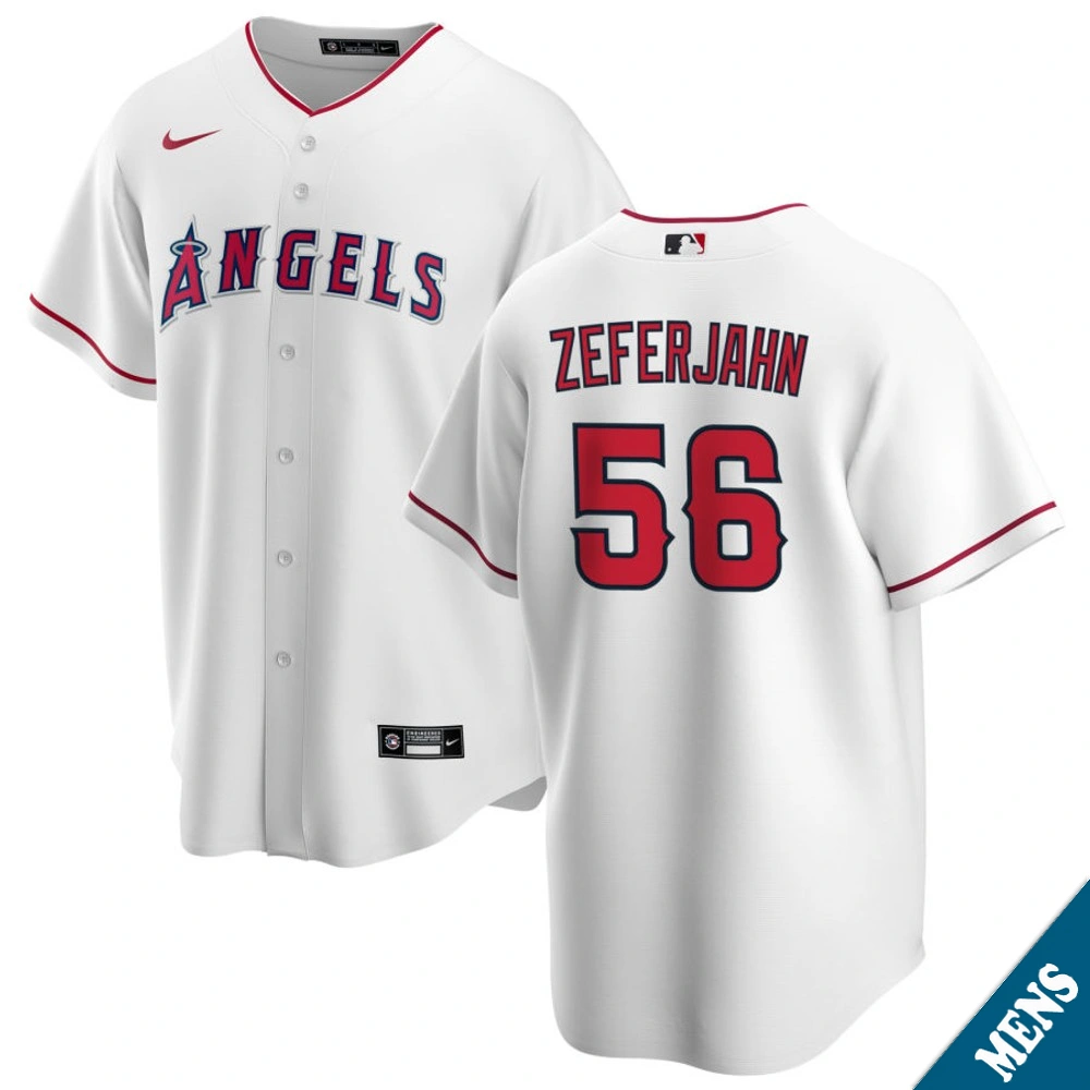 Men's Los Angeles Angels Ryan Zeferjahn #56 Home White Replica Jersey