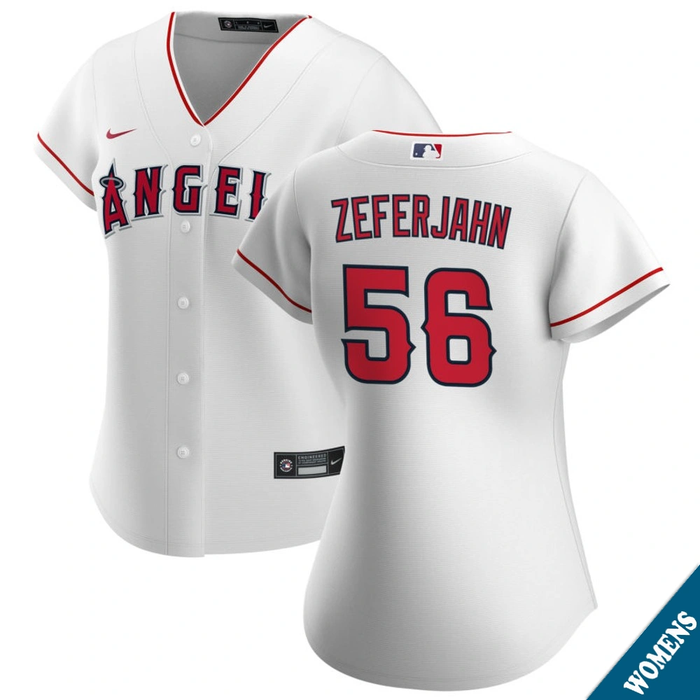 Women's Los Angeles Angels Ryan Zeferjahn #56 Home White Replica Jersey